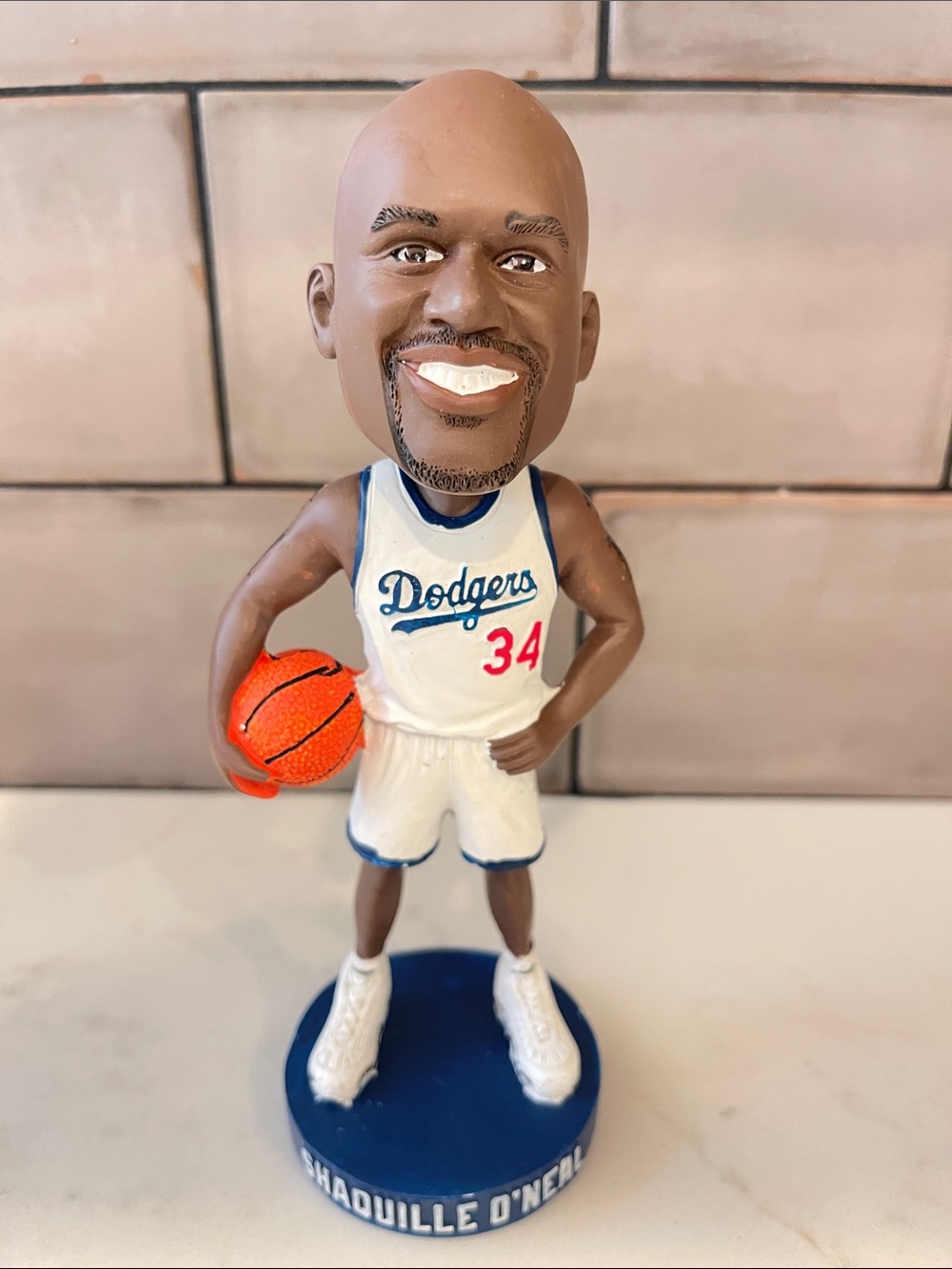Dodgers ⚾️ Shaquille O'Neal SHAQ Basketball Bobblehead - White/Blue